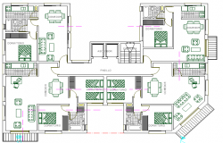 Multi Family 20 Units 2 story Residential Housing Flats Structure Details dwg file