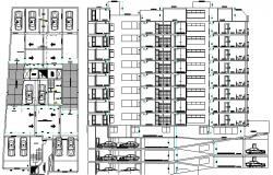 Multi Family Housing Flats Design and Detailed Elevation dwg file