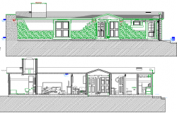 Multi Family Residence House Elevation and Section Plan dwg file