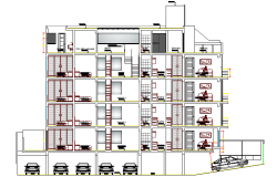 Multi-Family Residential Flats Architecture Design,  Elevation dwg file
