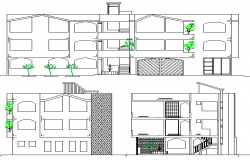 Multi Family and Multi Flooring House Elevation Plan dwg file