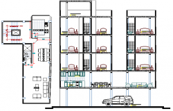 Multi Flooring Residency Flats Architecture Design dwg file