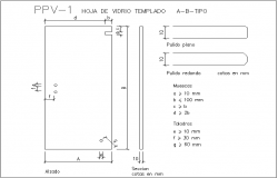 Notches and sectional view design of door dwg file