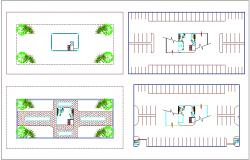 Parking building view in landscape view dwg file