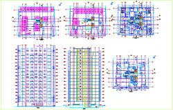 Plan and elevation view of apartment with first to fifteen floor view in elevation dwg file