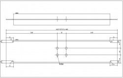 Plan and elevation view of single part beam view dwg file