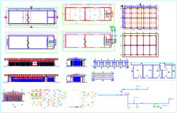 Plan design  of school with view of sanitary,column view and hydraulic view with line diagram dwg file 