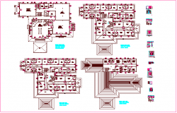 Plan of restaurant building, design view of door & its detail dwg file