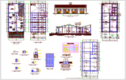 Plan of school with garden view dwg file
