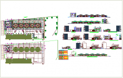 Plan view of collage with section view of college part with door and window view and schedule dwg file