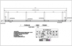 Purling detail view of structural design with grid location dwg file