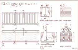 Railing type detail view with structural view dwg file