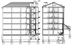 Residential Building Five Levels Elevation dwg file