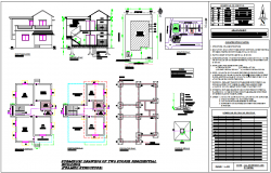 Residential building plan and elevation view with detail view of door,window and column view dwg file