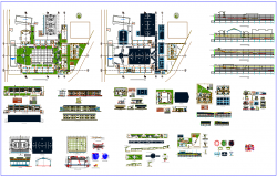 Santa maria collage plan view with elevation and section and view of door and window and concrete view detail dwg file         