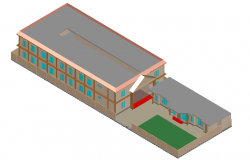 School 3d view design dwg file