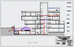 Section drawing of Hydro sanitary facilities of residential building design drawing