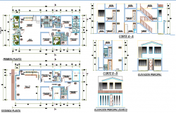 Single Family House Plan and Elevation dwg file