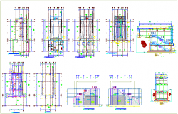 Structure detail view of foundation column view and section view of building dwg file  