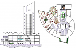 The Architecture Layout of Commercial Building dwg file