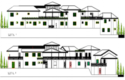 The Architecture Layout of Multi Flooring Hotel Elevation dwg file