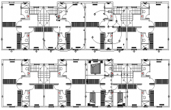 Toilet Plan of Multi Family Housing Project dwg file