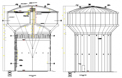 Water Storing Tank Design and Elevation Plan dwg file