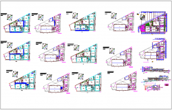 collage plan view with elevation and interior view with door and window view dwg file