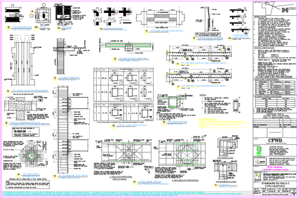 RCC Beam Slab And Column Reinforcement Detailing Drawing DWG