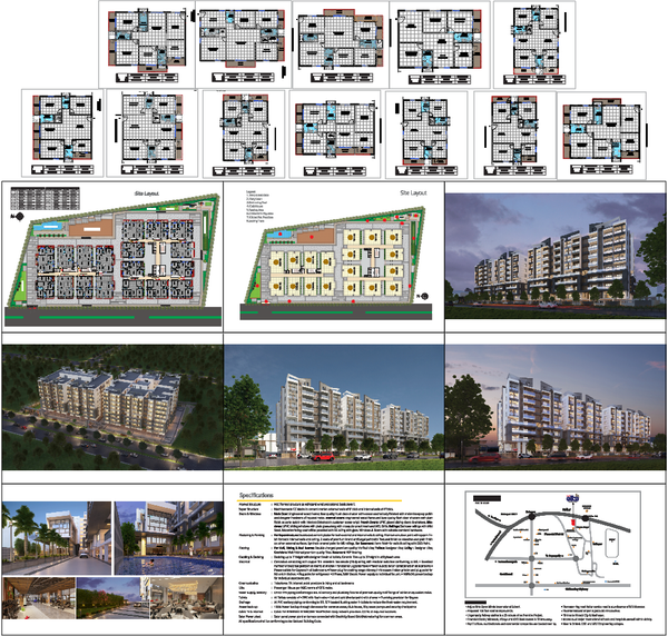 Apartment Floor Layout with Multiple Flat Plans and Balcony Provisions