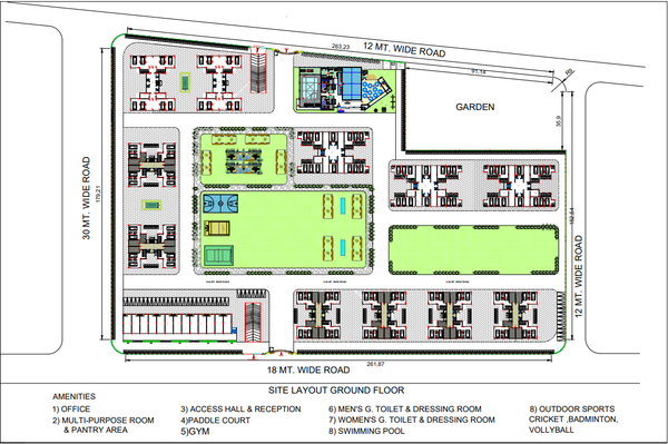 Residential Township Layout with Amenities and Sports Zone Plan DWG