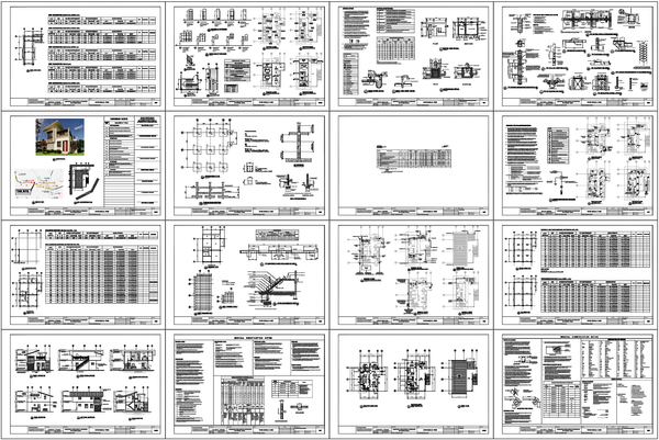 Residential House Architectural and Structural CAD Drawing Set