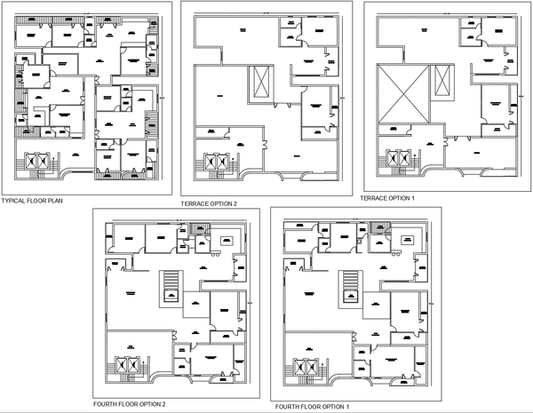 Apartment Typical Terrace Floor Plans with Room Sizes Layout