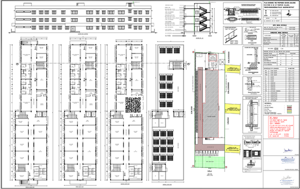 G2 School Building Plan Classrooms Staircase Details 80x25m DWG file