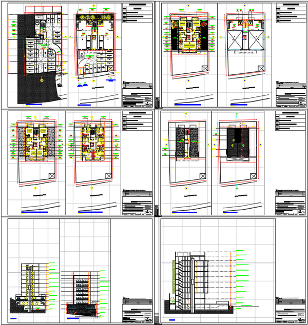 Commercial Building AutoCAD DWG Plan with 6 Floors and Basement