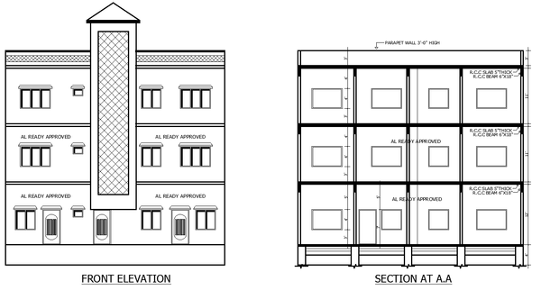 Residential Building DWG CAD Plan with Rooms Lounge Kitchen Bath