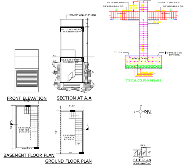 Commercial AutoCAD Plan with 9x18 Shop and 21x48 Go Down Layout