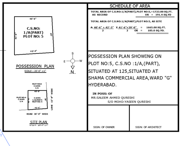 Commercial Plot Possession AutoCAD Plan with 40x41 and 42x39 Layout