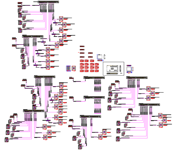 Multi-Room Audio Video Control System Wiring Drawing in AutoCAD