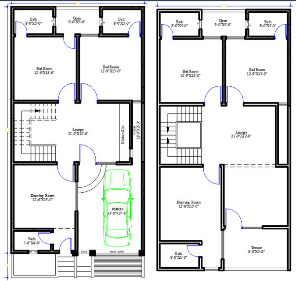House AutoCAD DWG Plan with Spacious Bedroom Layout and Porch