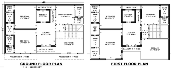 House Design DWG CAD Plan with Bedrooms Lounge Kitchen and Bath
