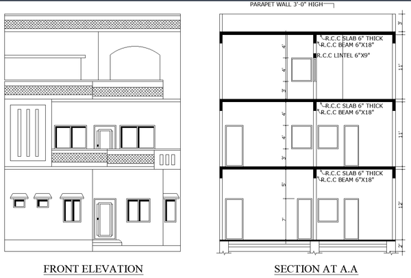 House Design DWG CAD Plan with Bedrooms Lounge Kitchen and Terrace