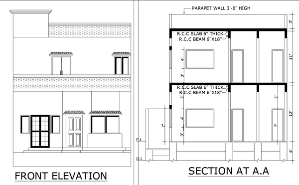 House Plan DWG CAD Design with Rooms Lounge Kitchen and Terrace