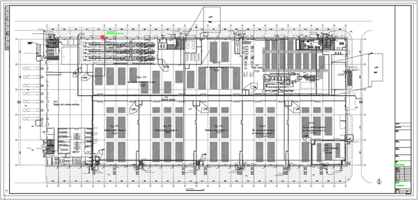 Detailed Industrial Plant Layout Drawing with Machinery and Work Zones