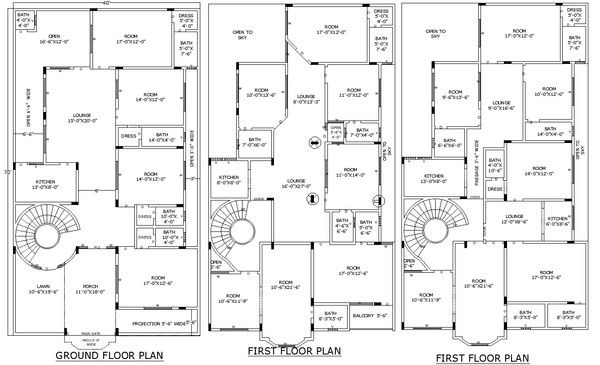 Large House Cad Drawing Plan with Rooms Lounges Kitchens and Baths