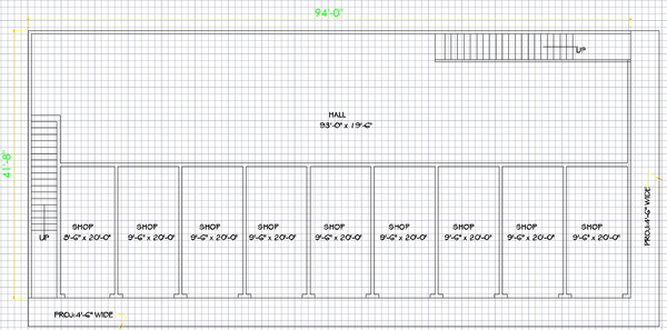 Mixed Use AutoCAD DWG Building Plan with Shop and Home Layouts
