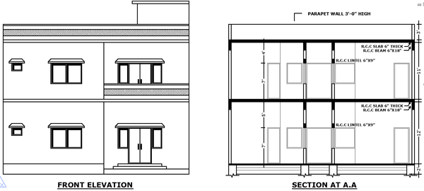 Residential Cad Drawing Plan with Rooms Lounge Kitchen and Courts