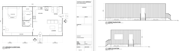 40ft Container House Floor Plan With Front Side Elevation Design