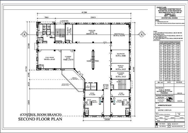 Administrative Building DWG Plan Detailed 2D Layout Room Size