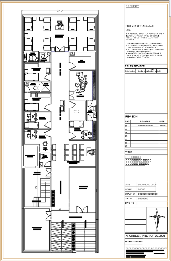 Basement Medical Facility AutoCAD Plan with Full Room Measurements